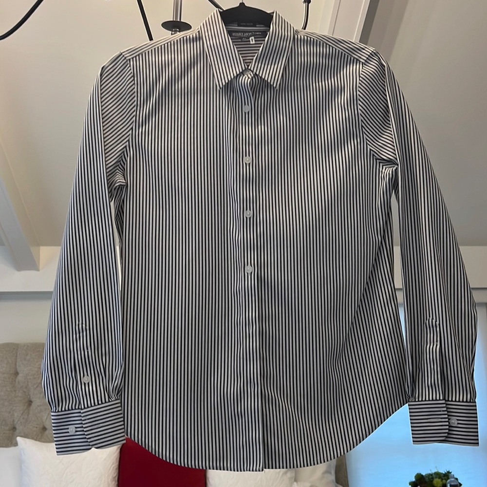 Navy and white button down